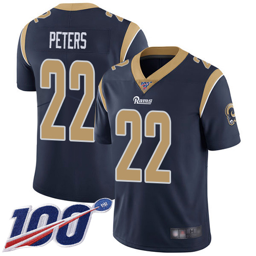 Los Angeles Rams Limited Navy Blue Men Marcus Peters Home Jersey NFL Football 22 100th Season Vapor Untouchable
